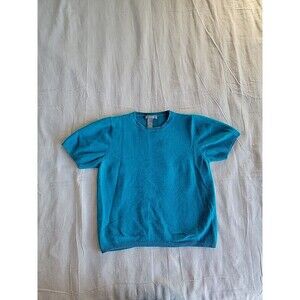 Jessica Holbrook Cardigan Sweater Womens L Button Blue Teal Lambswool‎ Angora